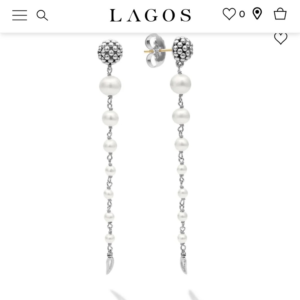 Lagos Silver Luna Pearl Drop Earrings